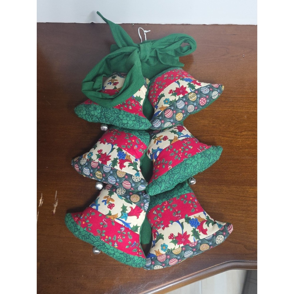 Vintage 3D Soft Stuffed Bells‎ Plush Fabric Handmade Holiday Christmas Display